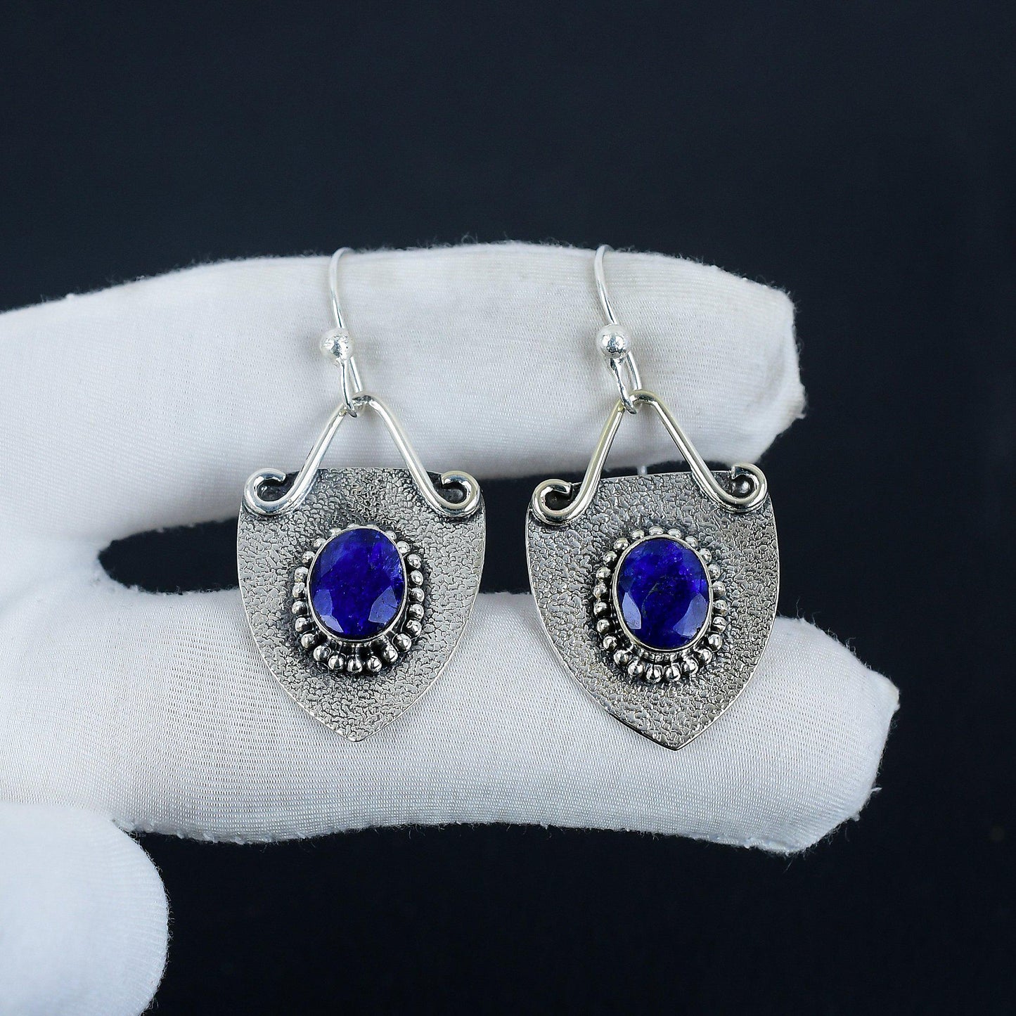 Blue Sapphire Gemstone Earrings