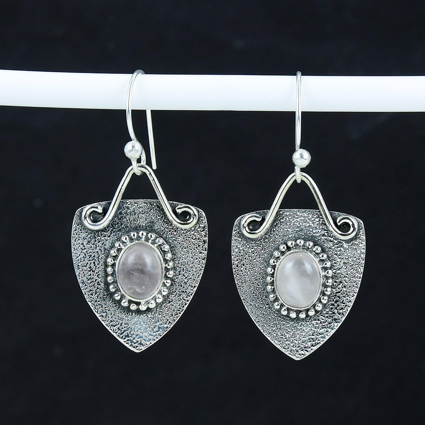 Pink Rose Quartz Gemstone Earrings
