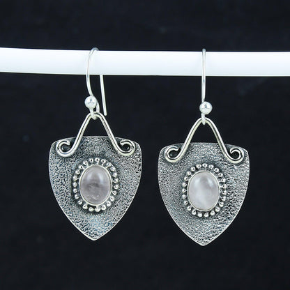 Pink Rose Quartz Gemstone Earrings