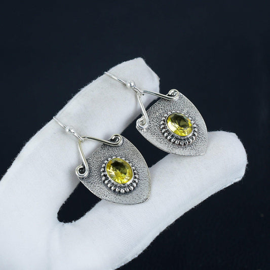Yellow Citrine Gemstone Earrings