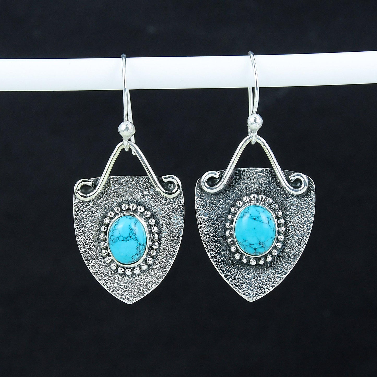 Natural Turquoise Gemstone Dangle Earrings
