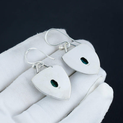 Natural Turquoise Gemstone Dangle Earrings