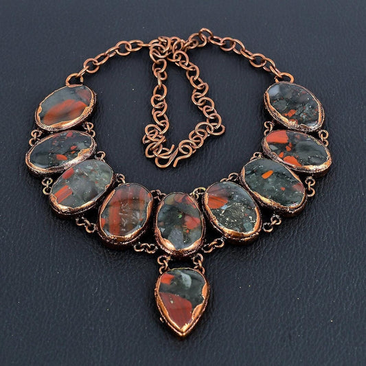 Dark Green Bloodstone Gemstone Necklace