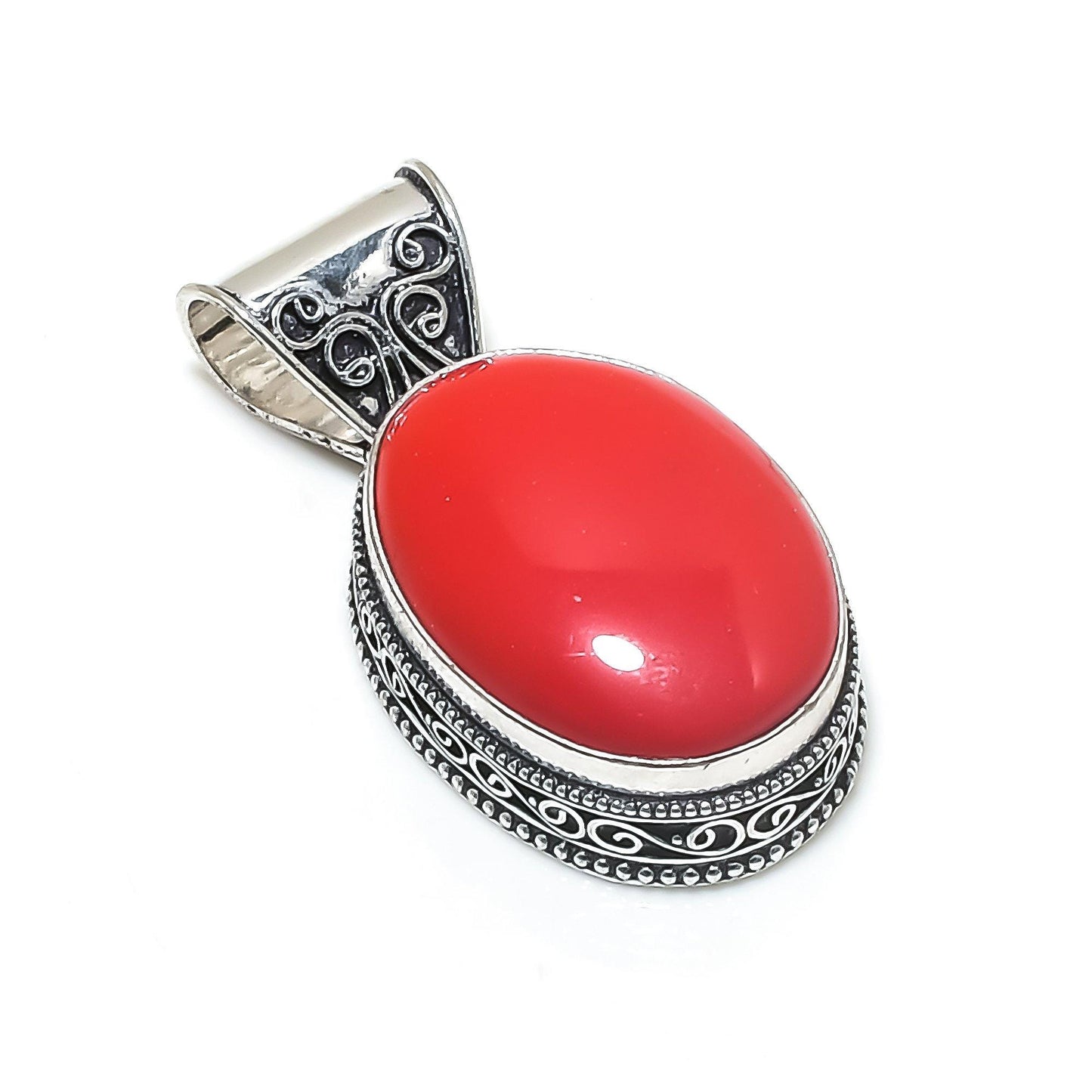 Red Coral Gemstone Pendant