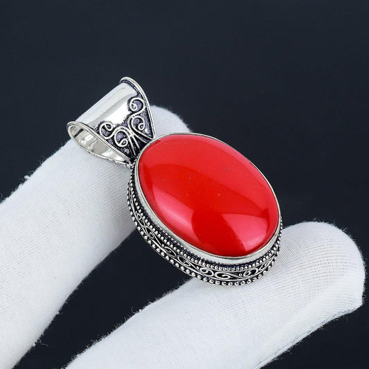 Red Coral Gemstone Pendant