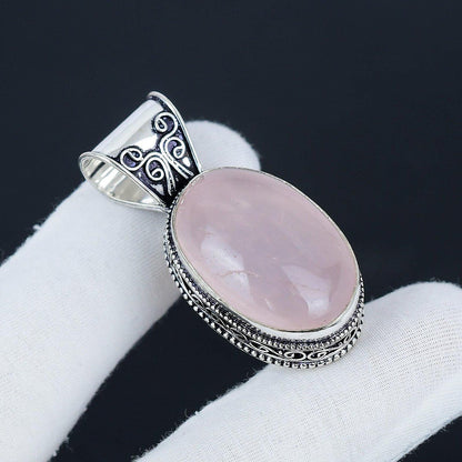 Pink Rose Quartz Gemstone Pendant