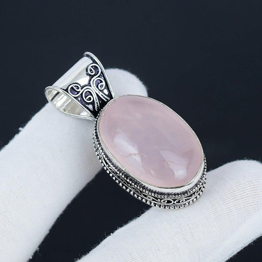 Pink Rose Quartz Gemstone Pendant
