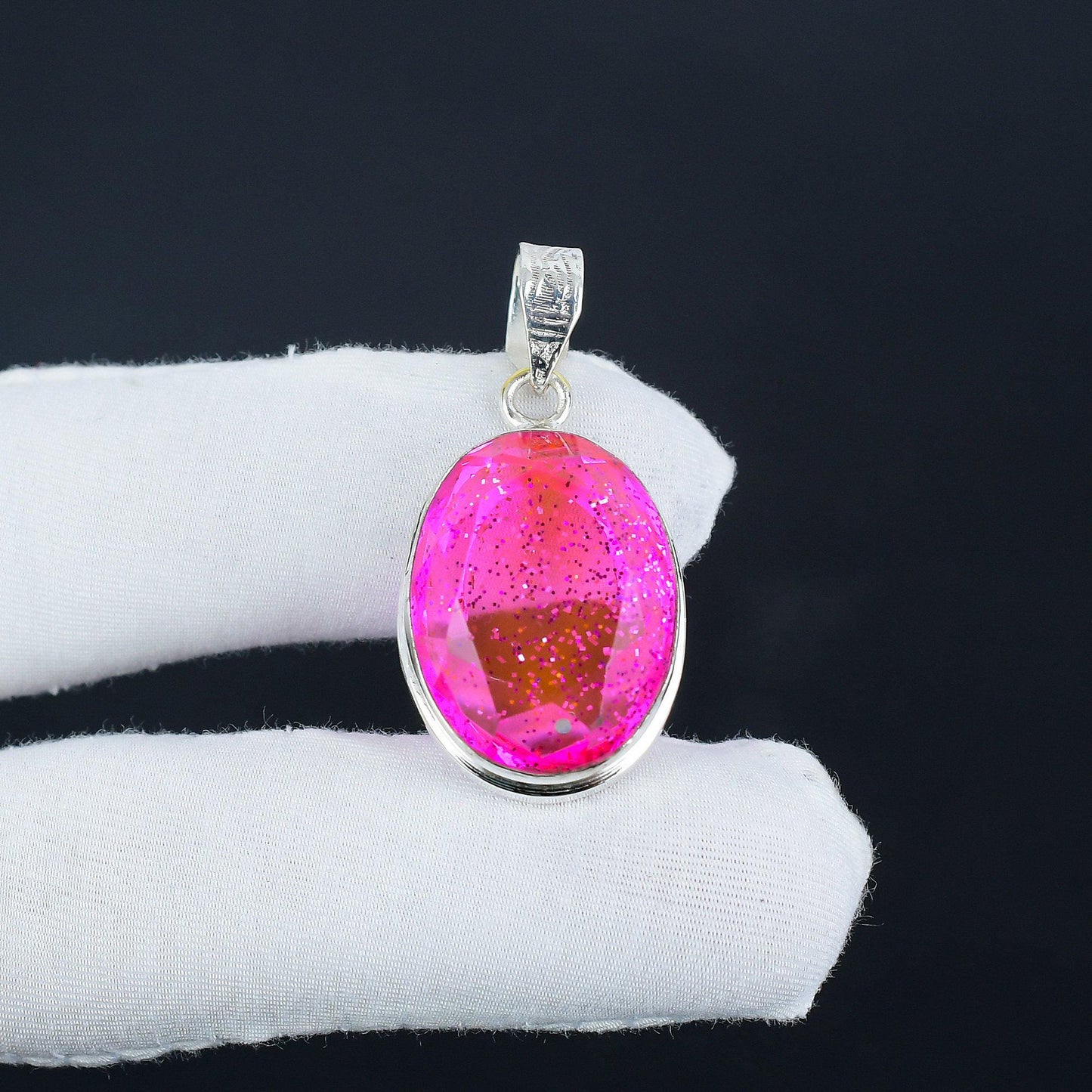 Pink Australian Opal Sterling Silver Pendant