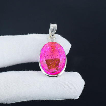 Pink Australian Opal Sterling Silver Pendant