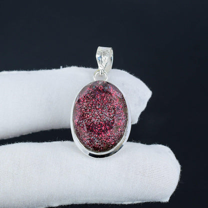 Red Australian Opal Silver Pendant