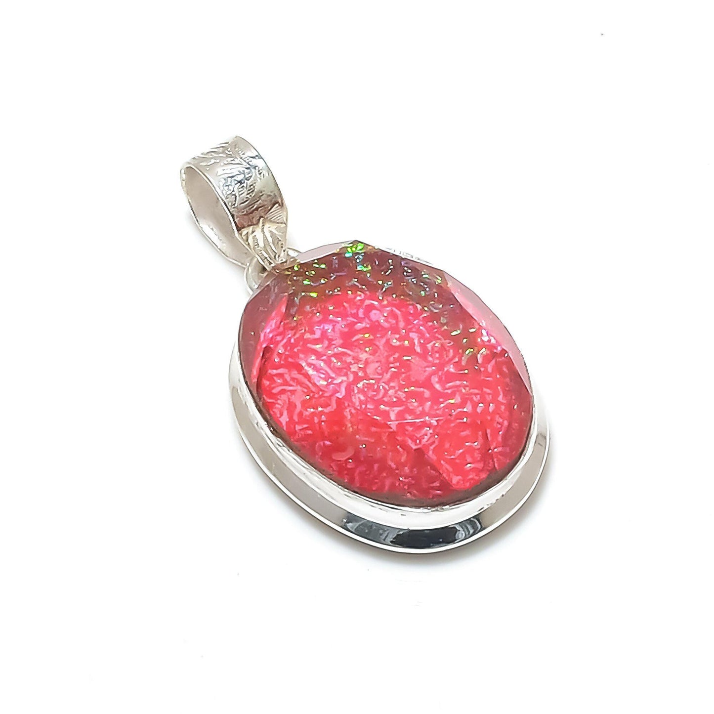 Red Australian Opal Sterling Silver Pendant