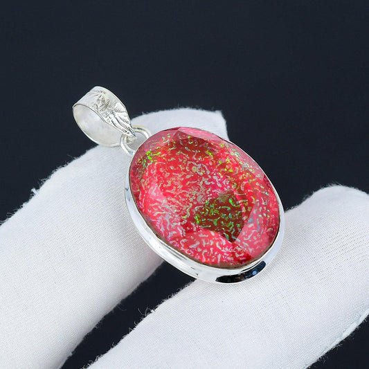 Red Australian Opal Sterling Silver Pendant