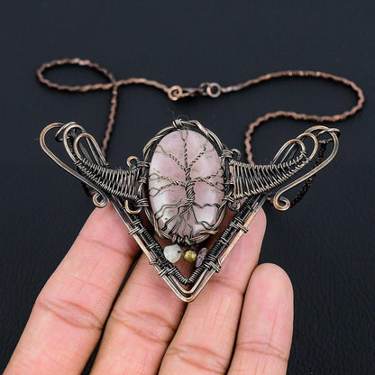Pink Rose Quartz Gemstone Necklace