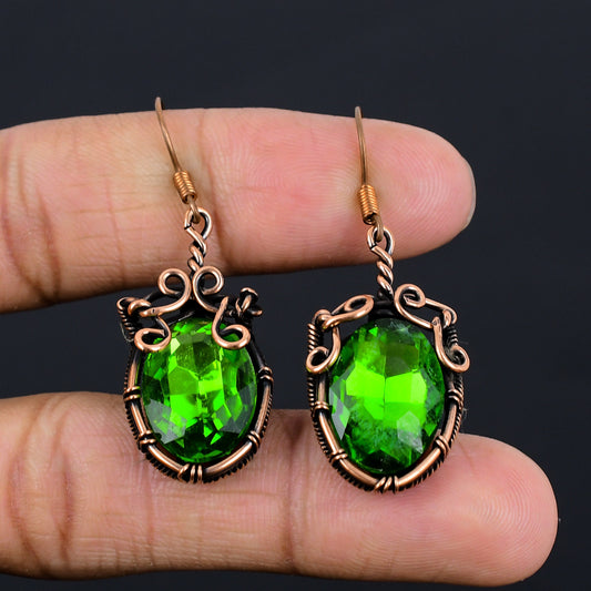 Green Peridot Gemstone Earrings
