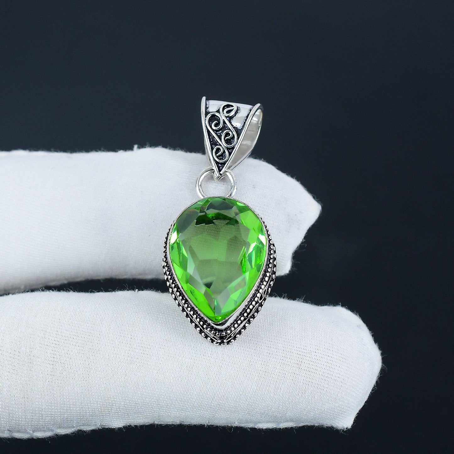 Green Amethyst Gemstone Pendant