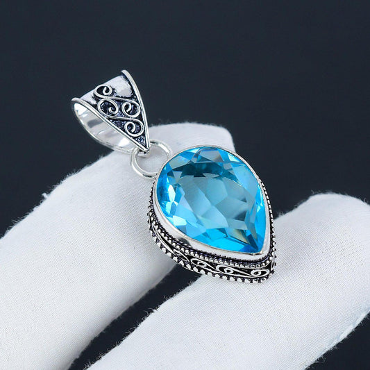 Swiss Blue Topaz Gemstone Pendant