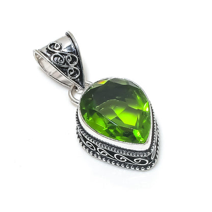 Green Peridot Sterling Silver Pendant