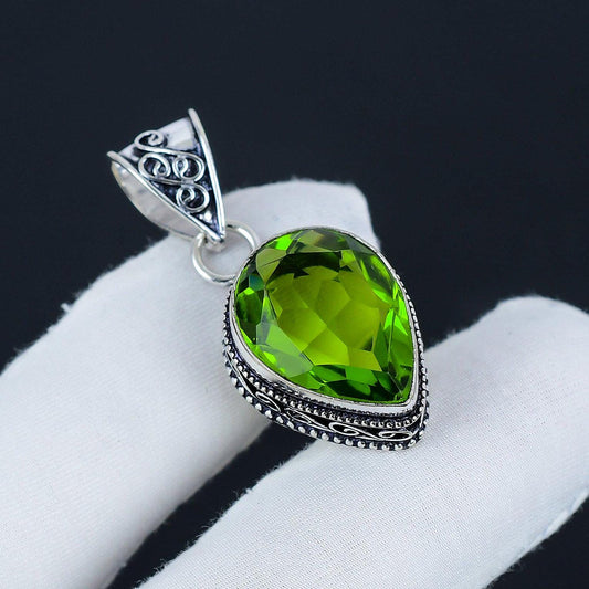 Green Peridot Sterling Silver Pendant