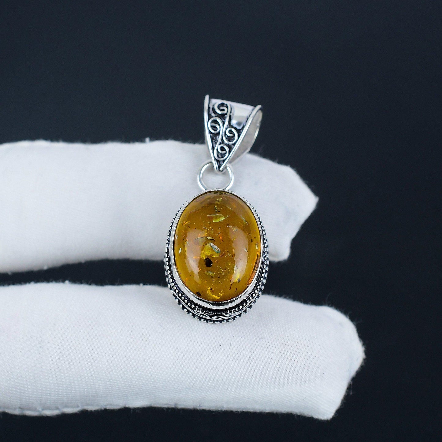 Honey Baltic Amber Gemstone Pendant