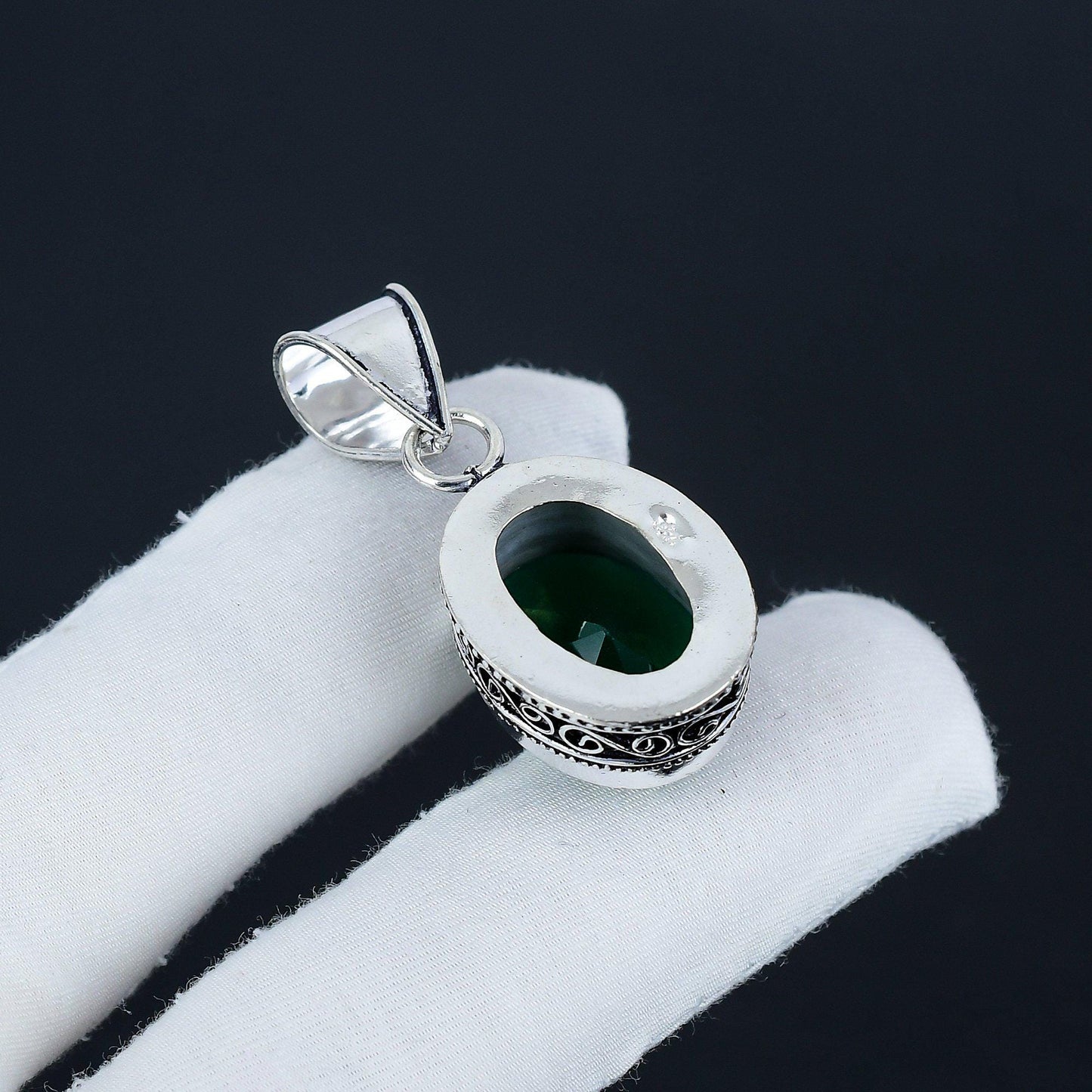 Green Onyx Sterling Silver Pendant