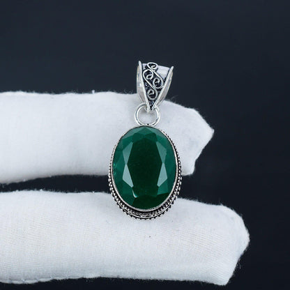 Green Onyx Sterling Silver Pendant