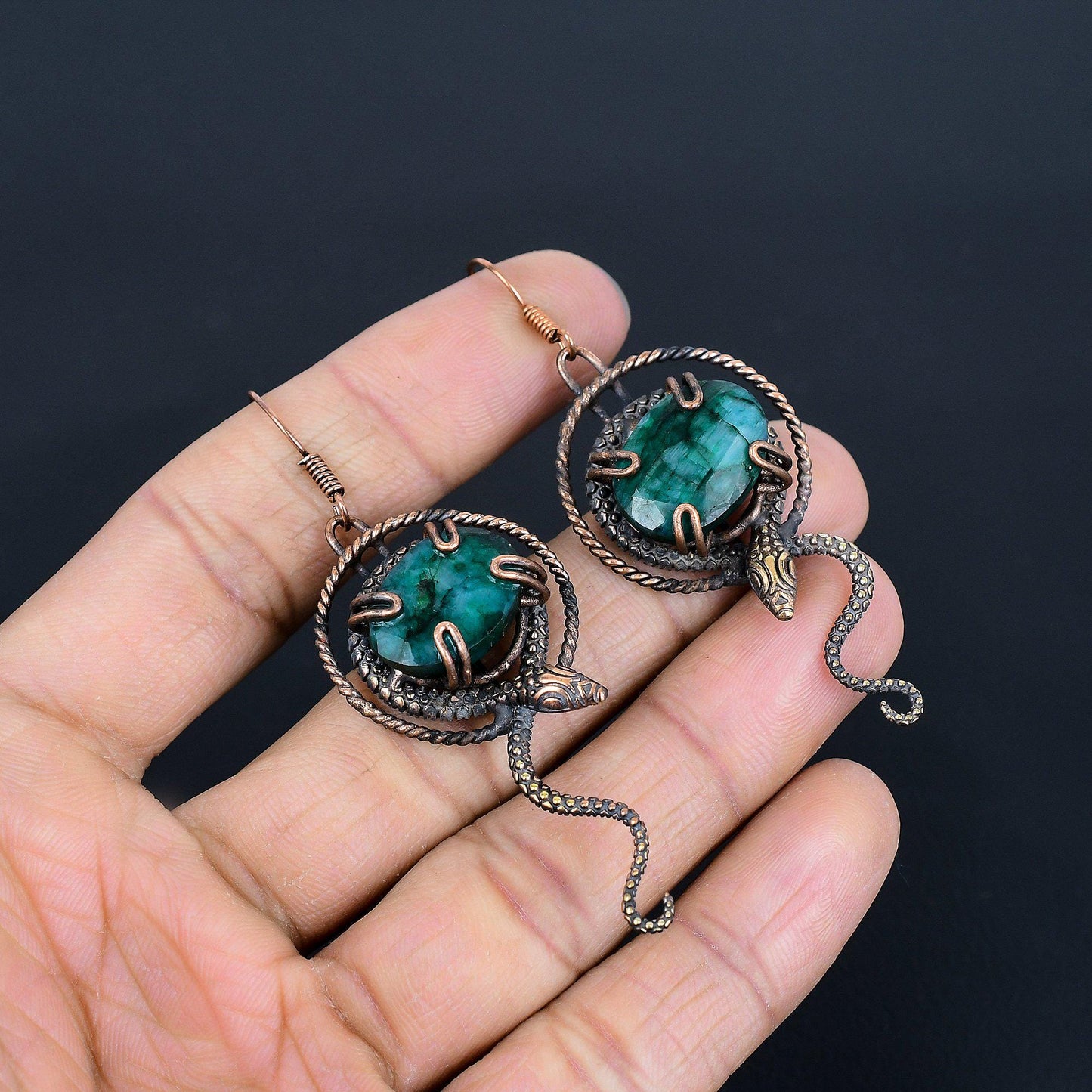 Green Emerald Gemstone Earrings