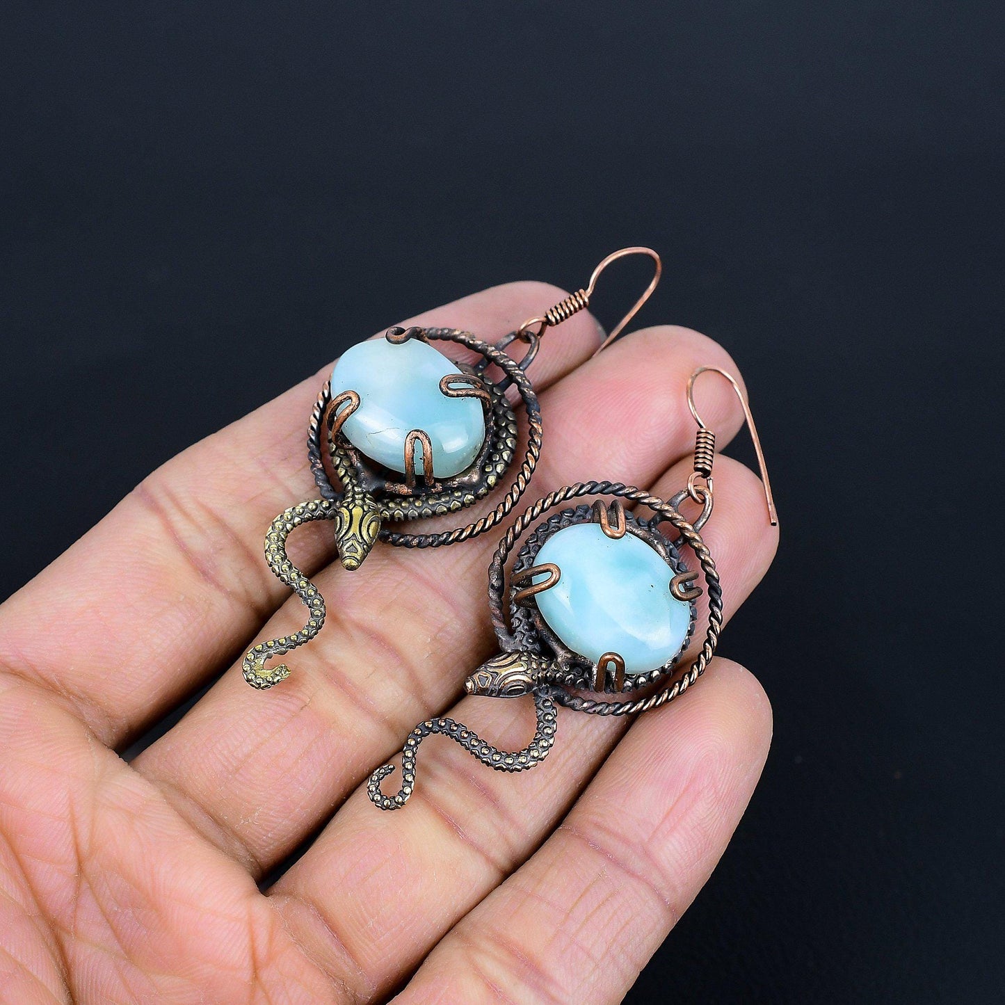 Blue Larimar Gemstone Earrings