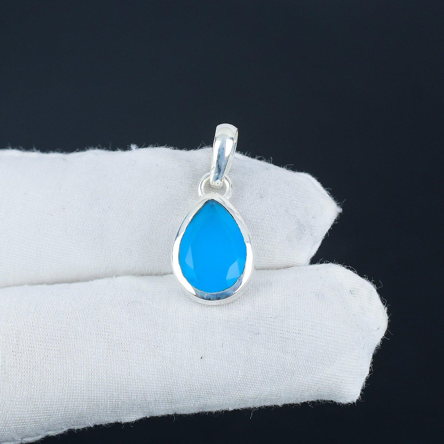 Blue Chalcedony Gemstone Pendant