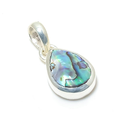 Blue Green Abalone Shell Gemstone Pendant