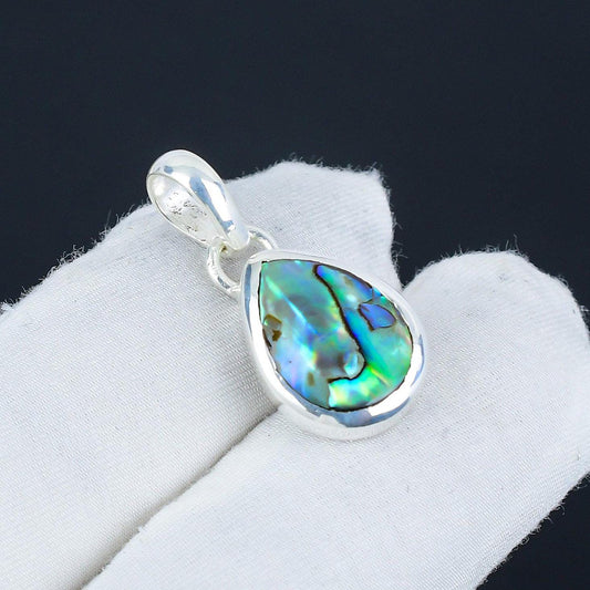 Blue Green Abalone Shell Gemstone Pendant