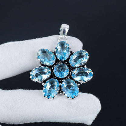 Swiss Blue Topaz Gemstone Pendant