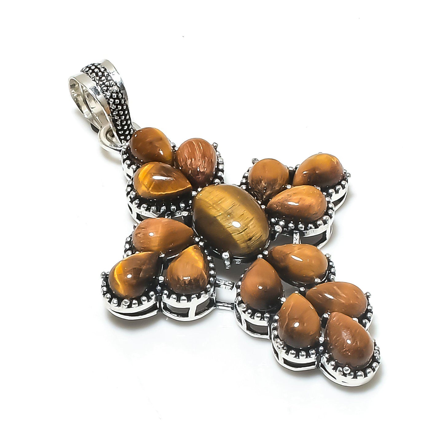 Brown Tiger Eye Cross Pendant