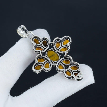 Brown Tiger Eye Cross Pendant