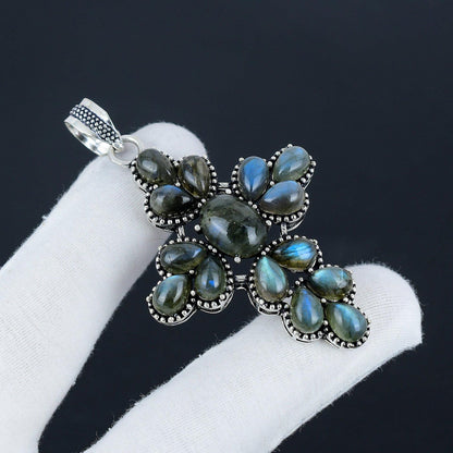 Grey Labradorite Cross Pendant