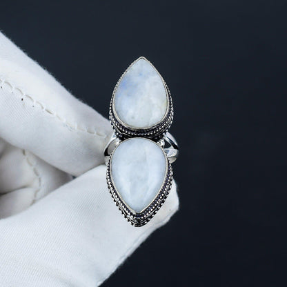 Rainbow Moonstone Gemstone Ring