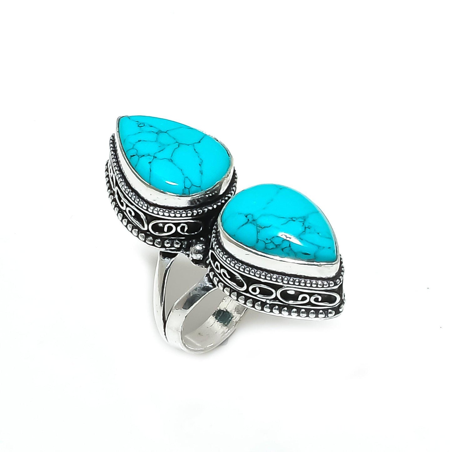 Teardrop Turquoise Gemstone Ring