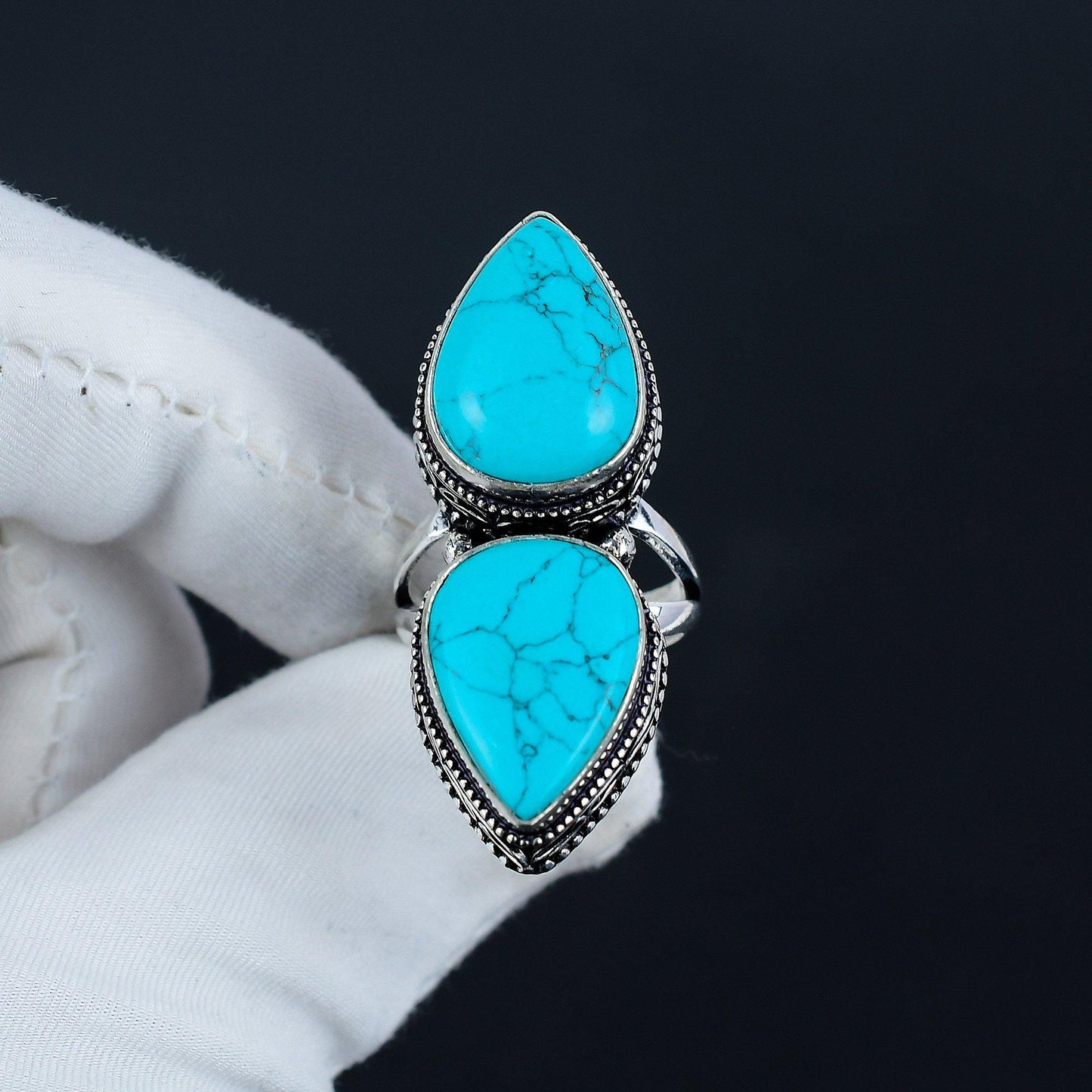 Teardrop Turquoise Gemstone Ring