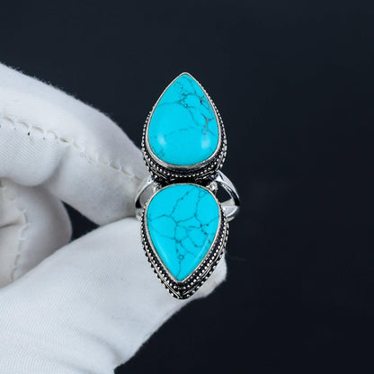 Teardrop Turquoise Gemstone Ring