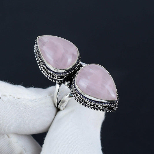 Pink Rose Quartz Gemstone Ring