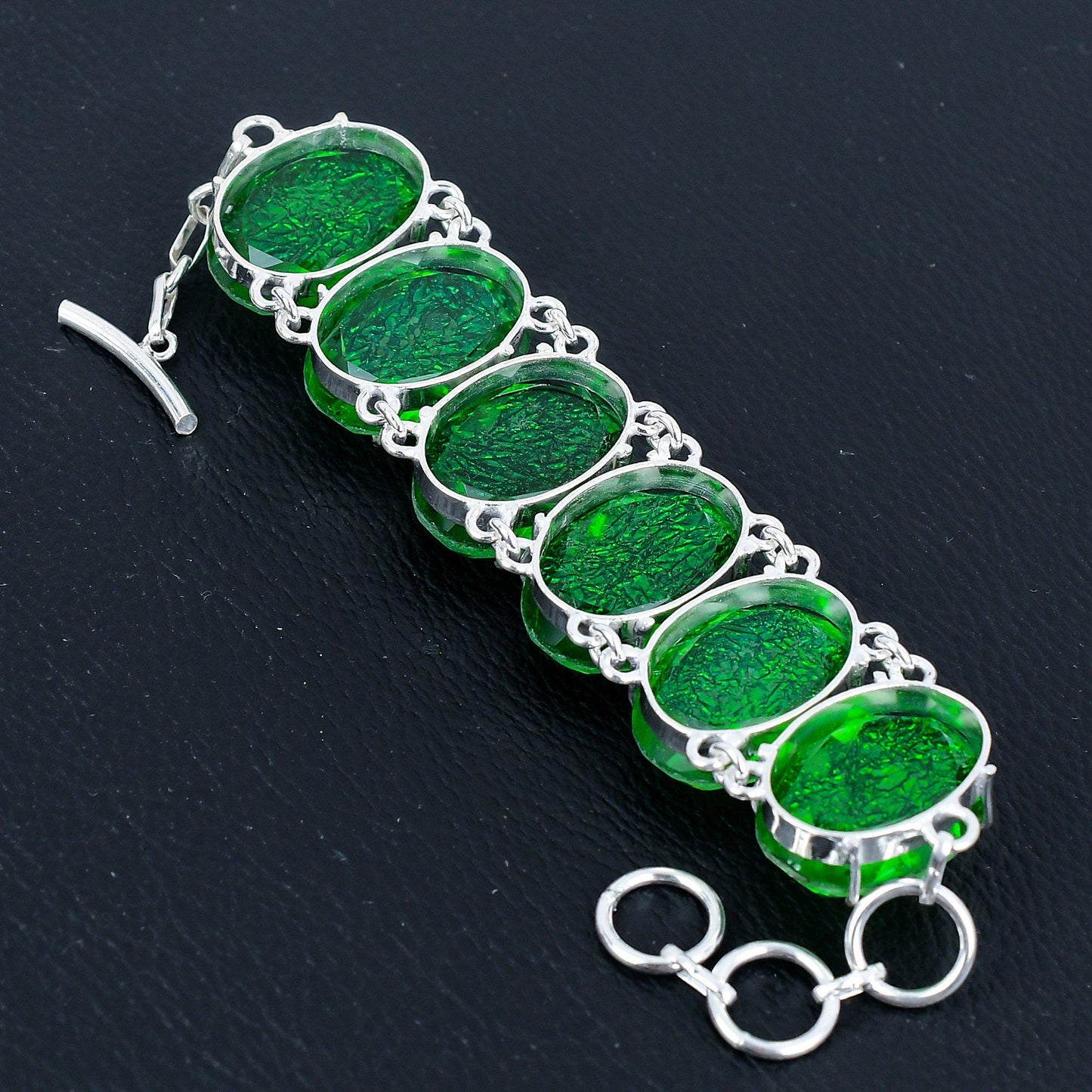 Blue Green Australian Triplet Opal Gemstone Bracelet