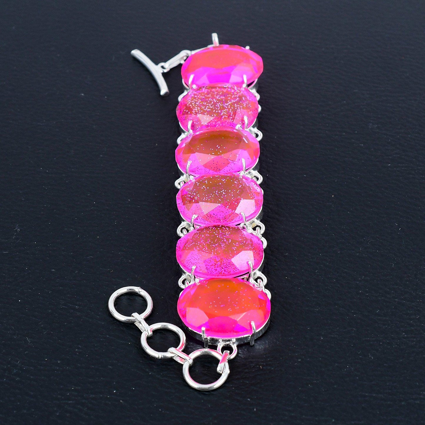 Pink Triplet Opal Gemstone Bracelet