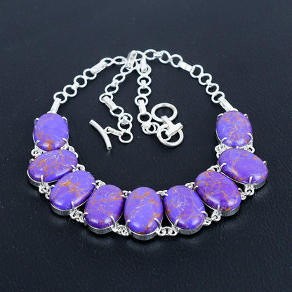 Purple Turquoise Sterling Silver Necklace