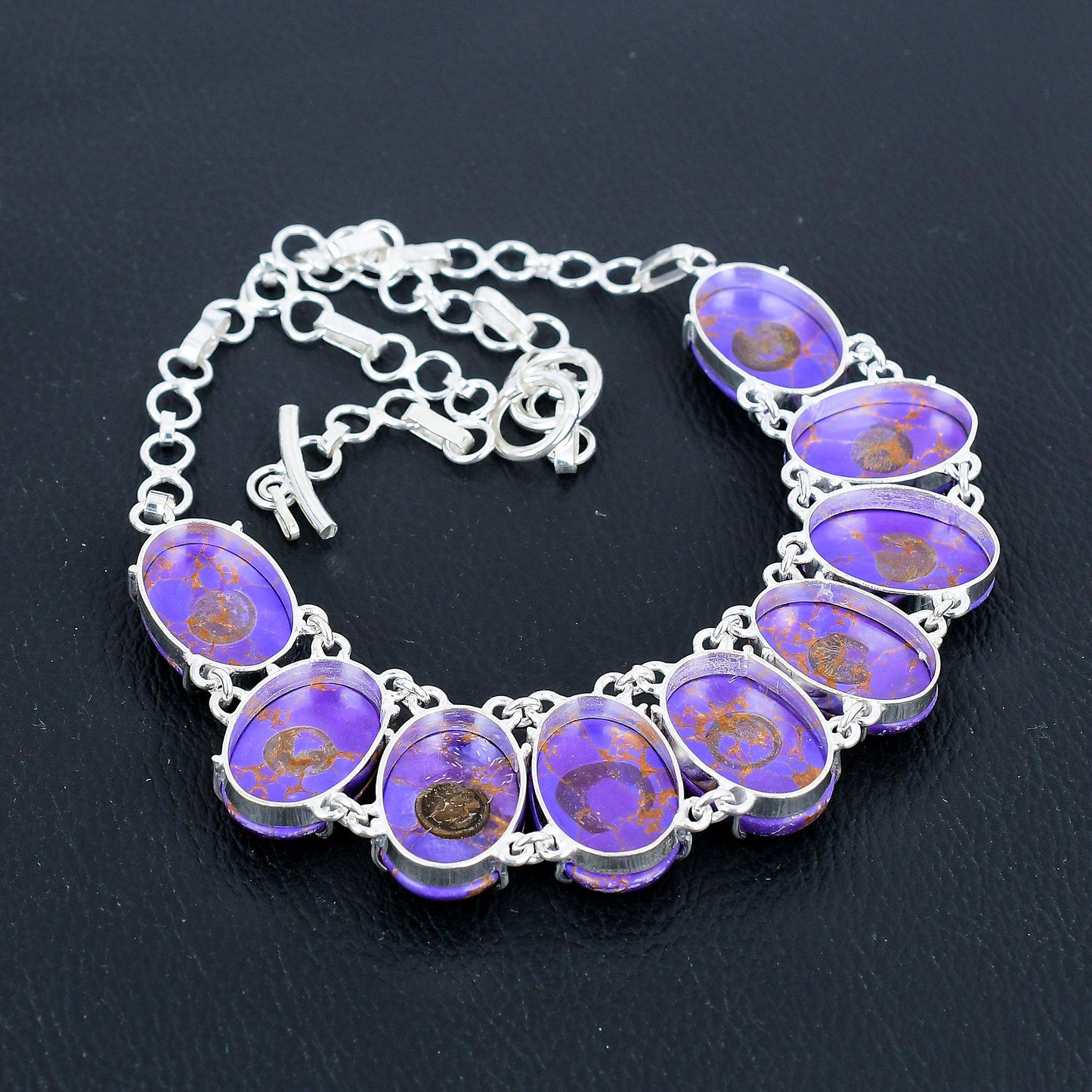 Purple Turquoise Sterling Silver Necklace