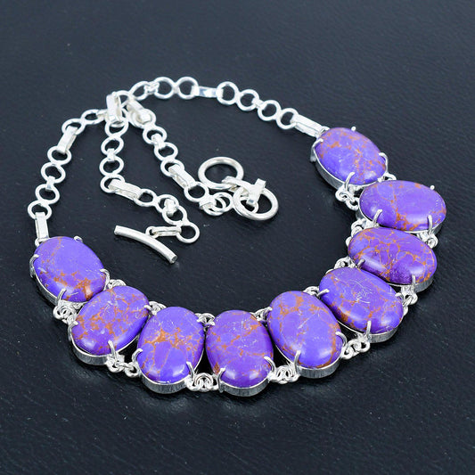Purple Turquoise Sterling Silver Necklace