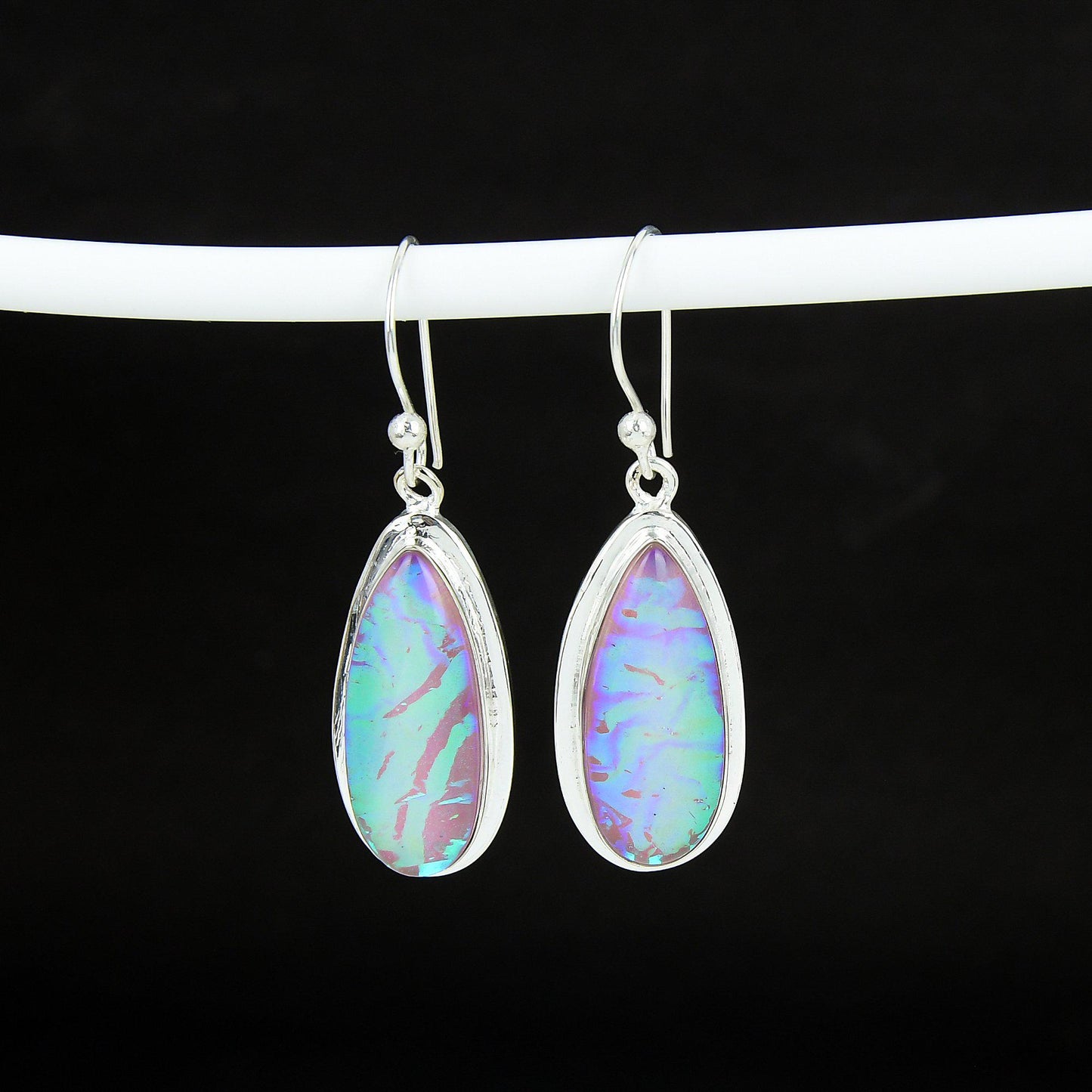 Purple Australian Opal Gemstone Earrings