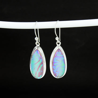 Purple Australian Opal Gemstone Earrings