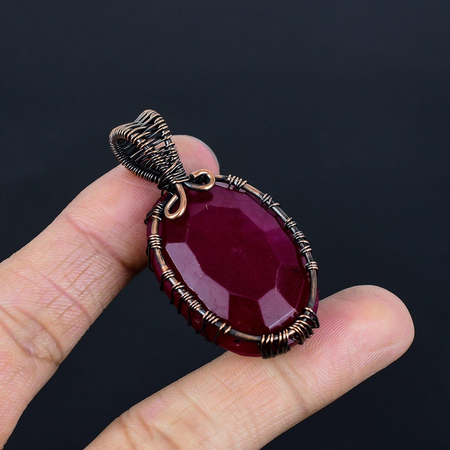 Red Ruby Gemstone Tree of Life Pendant