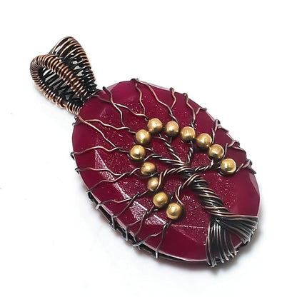 Red Ruby Gemstone Tree of Life Pendant