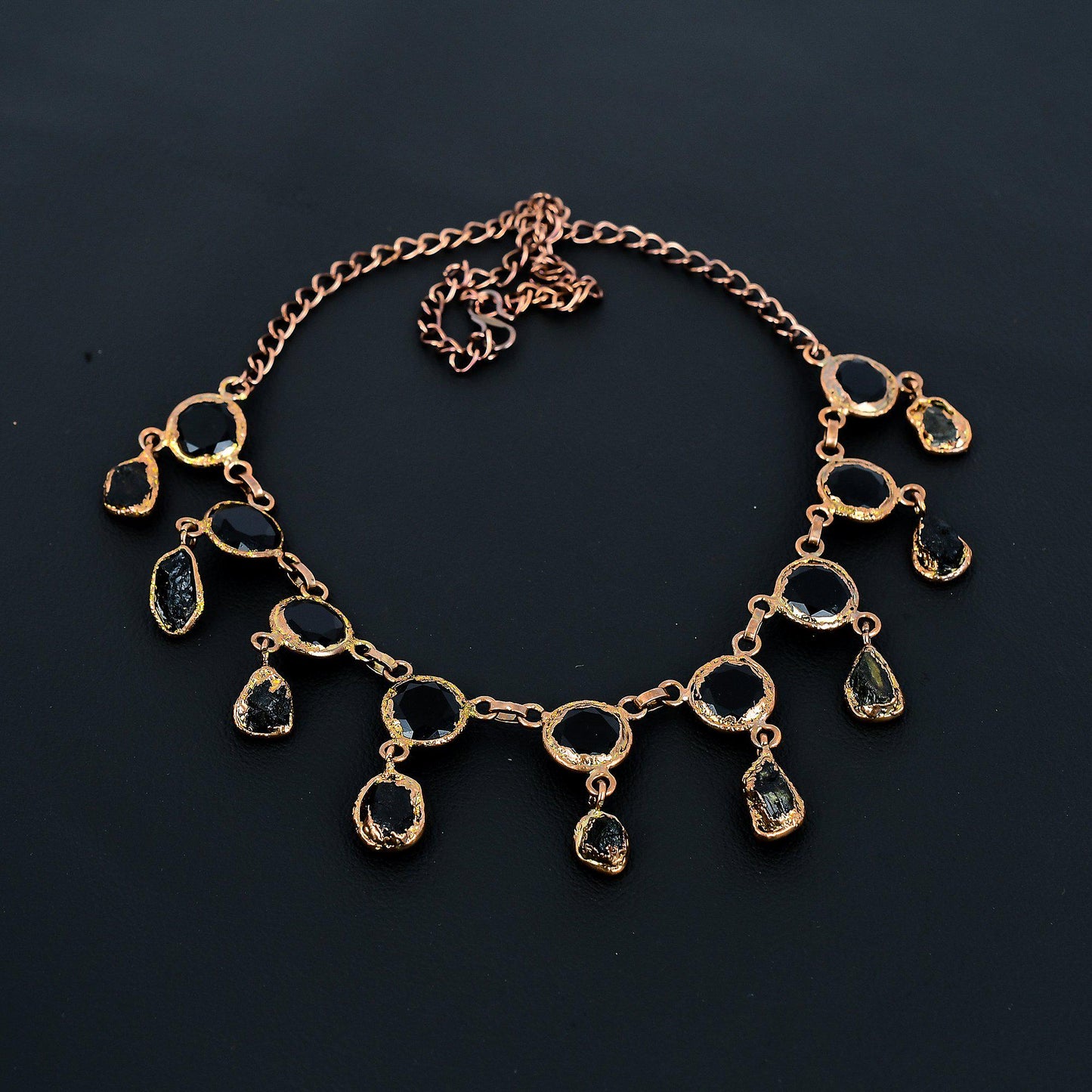 Black Spinel & Black Tourmaline Gemstone Necklace