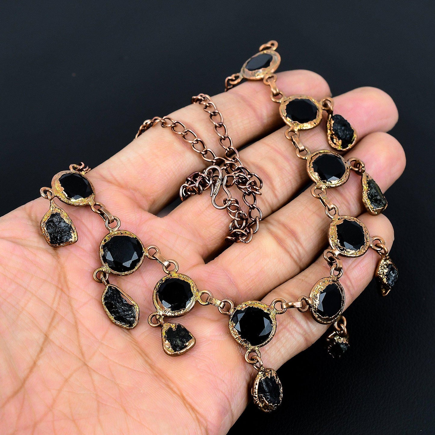 Black Spinel & Black Tourmaline Gemstone Necklace